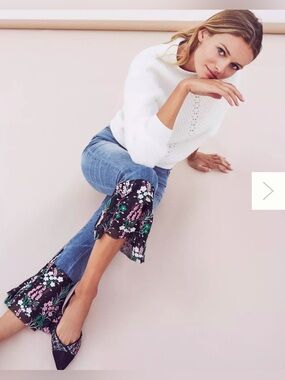 Pilcro and the Letterpress slim boyfriend with Black Floral Asymmetrical Hem 27